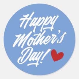 Pegatina Redonda Caligrafía simple feliz del día de la madre | PEGA