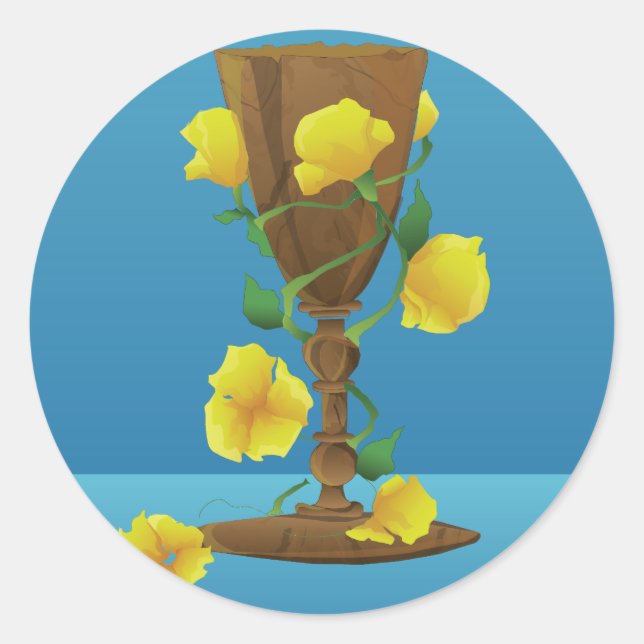 Pegatina Redonda Cáliz medieval" (Anverso)