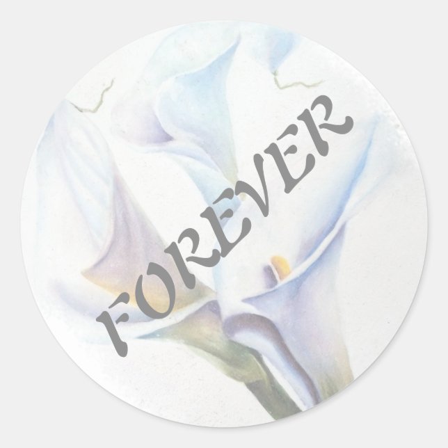 PEGATINA REDONDA CALLA BLANCA LILIES WEDDING STICKERS (Anverso)