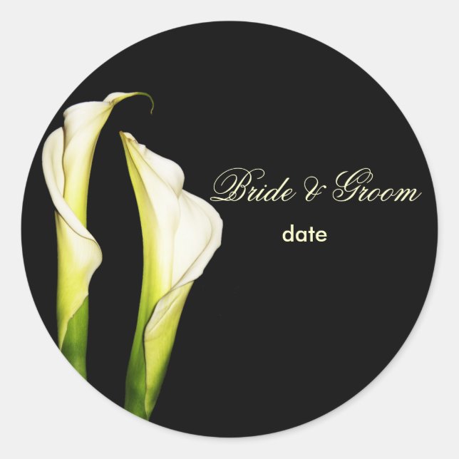 Pegatina Redonda Calla Lillies stickers de bodas (Anverso)