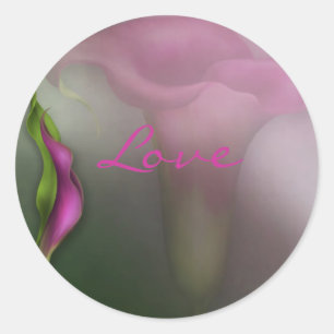 Pegatina Redonda Calla Lily Love
