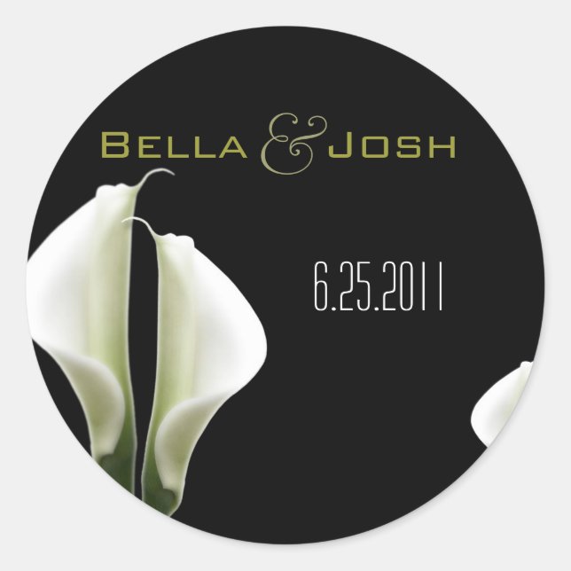Pegatina Redonda Calla Lily Wedding Stickers (Anverso)