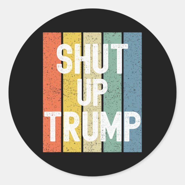Pegatina Redonda ¡Cállate Trump! Debate presidencial de Joe Biden (Anverso)
