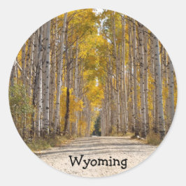 Pegatina Redonda Calle Aspen En Otoño