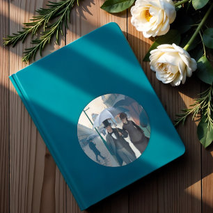 Pegatina Redonda Calle de París; Día de lluvia, por G. Caillebotte,