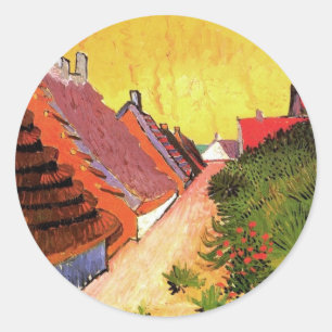 Pegatina Redonda Calle en Saintes-Maries por Vincent van Gogh
