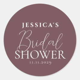 Pegatina Redonda Calligrafía simple elegante ducha de novia