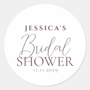 Pegatina Redonda Calligrafía simple elegante ducha de novia