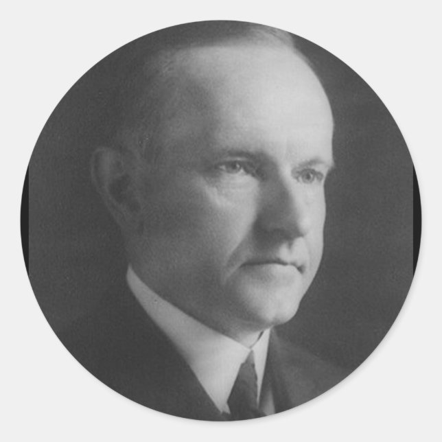 Pegatina Redonda Calvin Coolidge 30 (Anverso)