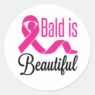 Pegatina Redonda Calvo es bello sobreviviente de cáncer de mama Con
