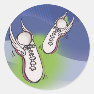 Pegatina Redonda Calzado de tenis alado