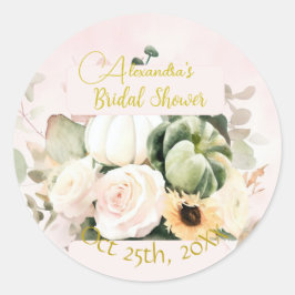 Pegatina Redonda Calzas de caída de rosas blancas