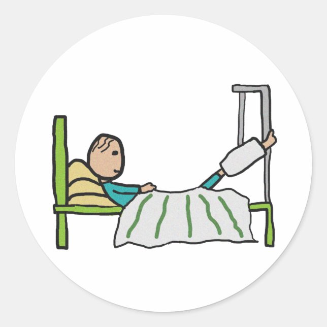 Pegatina Redonda Cama de hospital (Anverso)