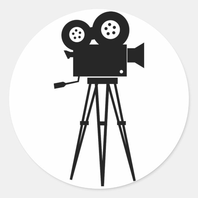 Pegatina Redonda Cámara de cine clásica (Anverso)