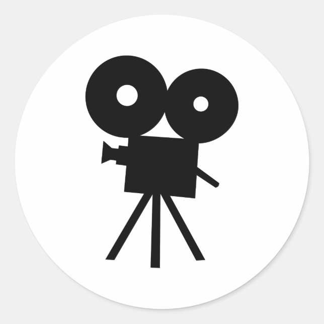 Pegatina Redonda Cámara de cine - película (Anverso)