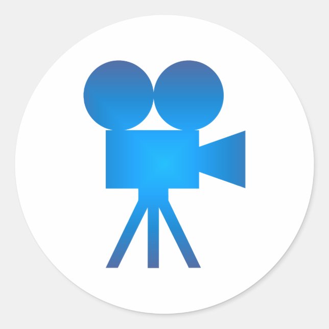 Pegatina Redonda Cámara de filmar movie camera (Anverso)