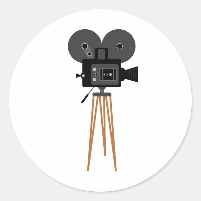 Pegatina Redonda Cámara de película (Anverso)