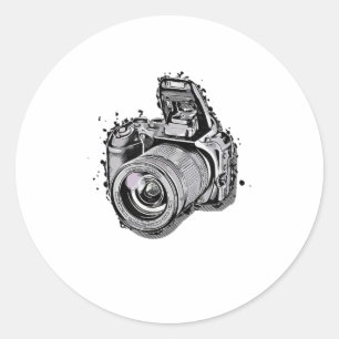 Pegatina Redonda Cámara DSLR Fun Photography Style TShirt