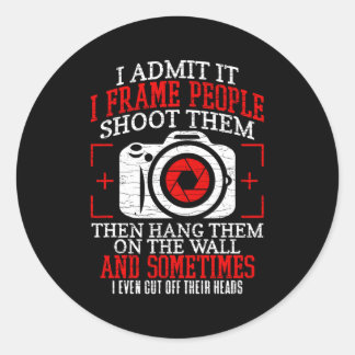 Pegatina Redonda Cámara fotográfica