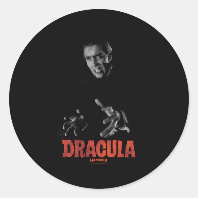 Pegatina Redonda Cámara Hammer Del Horror Christopher Lee Dracula (Anverso)