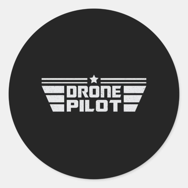 Pegatina Redonda Cámara piloto de drones Quadcopter FPV Drones Idea (Anverso)