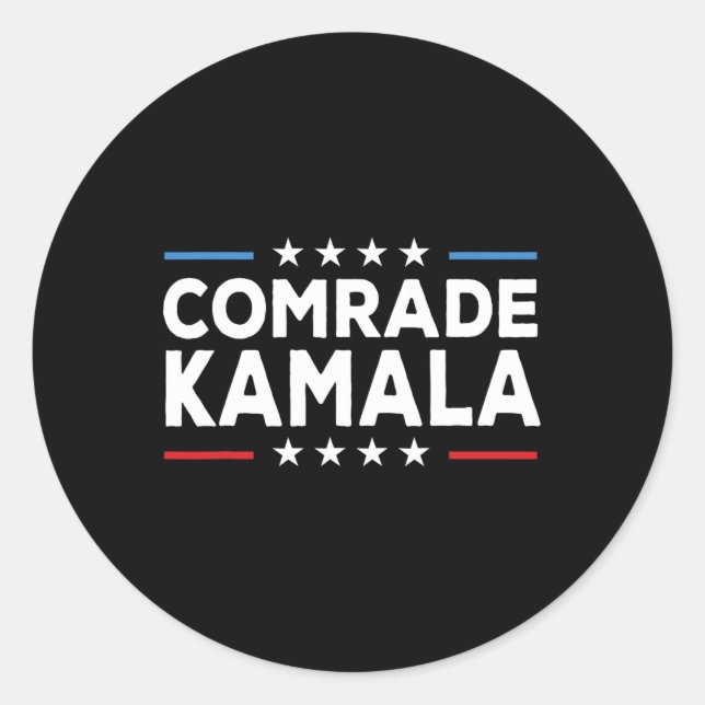 Pegatina Redonda Camarada Kamala Anti Kamala Harris (Anverso)