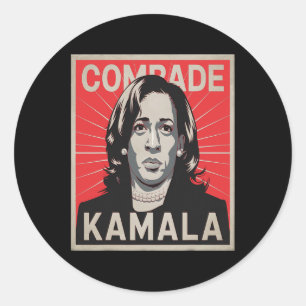 Pegatina Redonda Camarada Kamala Shirt Divertido político llevando
