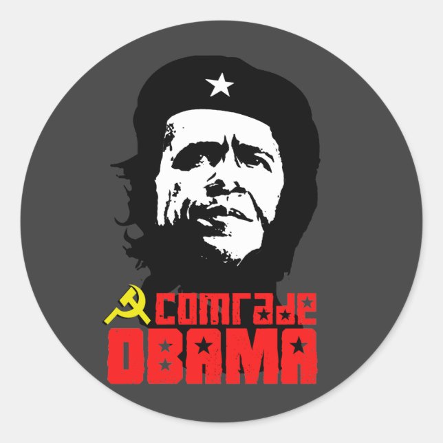 Pegatina Redonda Camarada Obama (Anverso)