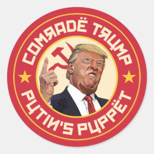 Pegatina Redonda Camarada Trump: El Ilustracion soviético títere de