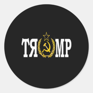 Pegatina Redonda Camarada Trump Tonto Ruso Impugnar Trump Ruso E