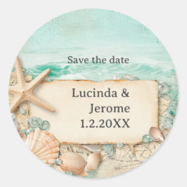 Pegatina Redonda Camaradas de bodas de playa 2