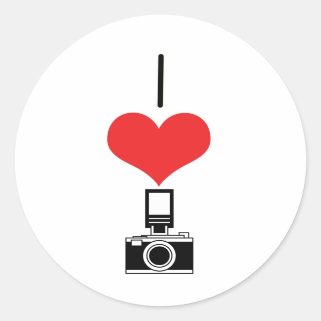 Pegatina Redonda Cámaras de I Heart (Love) (Anverso)