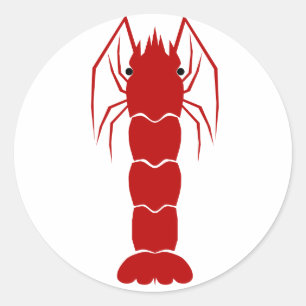 Pegatina Redonda Camarón y gamba de Personalizado rojo