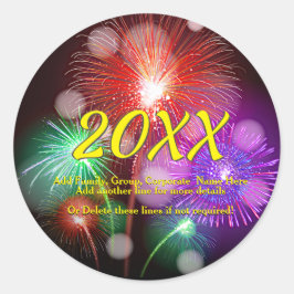Pegatina Redonda Cambiar año, Agregar cualquier nombre Texto de Año