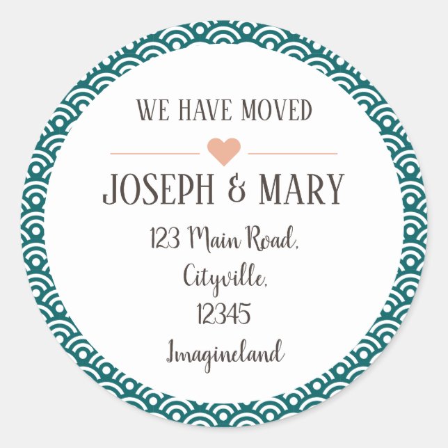 Pegatina Redonda Cambio de dirección azul patrón moderno (Anverso)