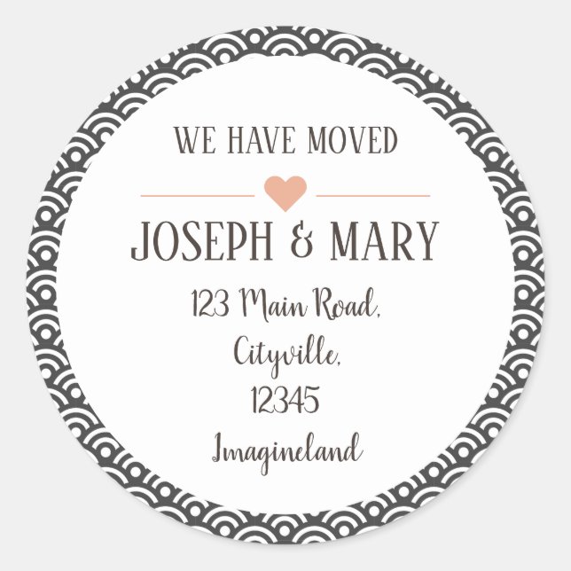 Pegatina Redonda Cambio de dirección gris patrón moderno (Anverso)