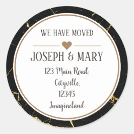 Pegatina Redonda Cambio de dirección mármol oro negro elegante mode