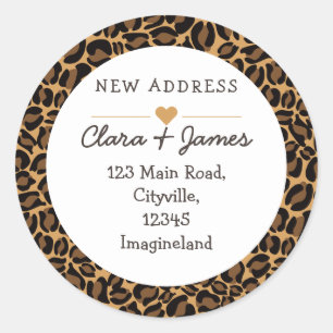 Pegatina Redonda Cambio de dirección nueva dirección Leopard Print