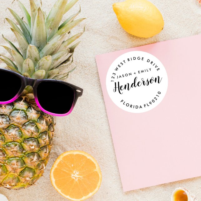 Pegatina Redonda Cambio de dirección, nuevo hogar, dirección de ret (Subido por el creador)