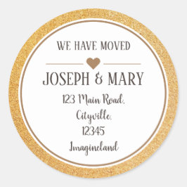 Pegatina Redonda Cambio de dirección purpurina de oro moderno