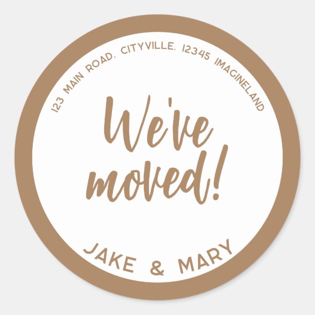 Pegatina Redonda Cambio de dirección Simple Modern Nos hemos mudado (Anverso)