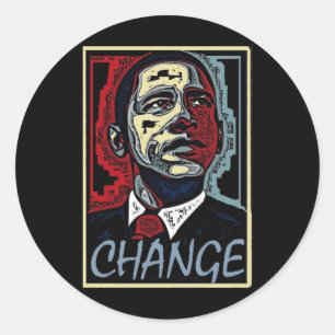 Pegatina Redonda Cambio de Obama