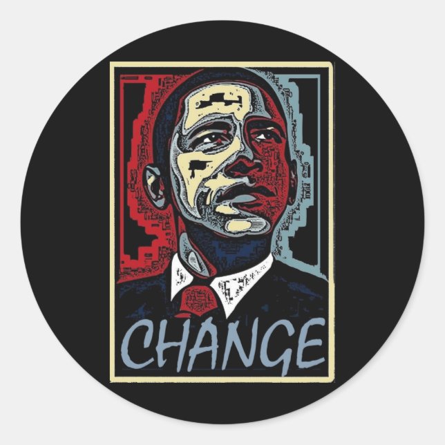 Pegatina Redonda Cambio de Obama (Anverso)