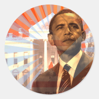 Pegatina Redonda Cambio de Obama