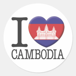 Pegatina Redonda Camboya