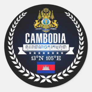 Pegatina Redonda Camboya