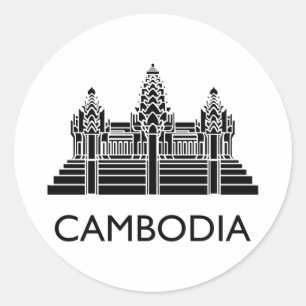 Pegatina Redonda Camboya Angkor Wat