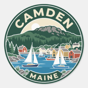 Pegatina Redonda Camden Maine