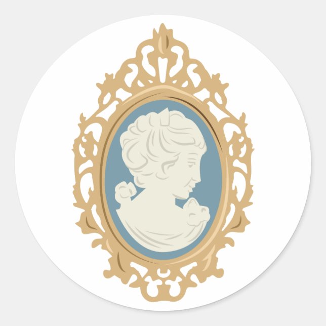 Pegatina Redonda Cameo Lady (Anverso)