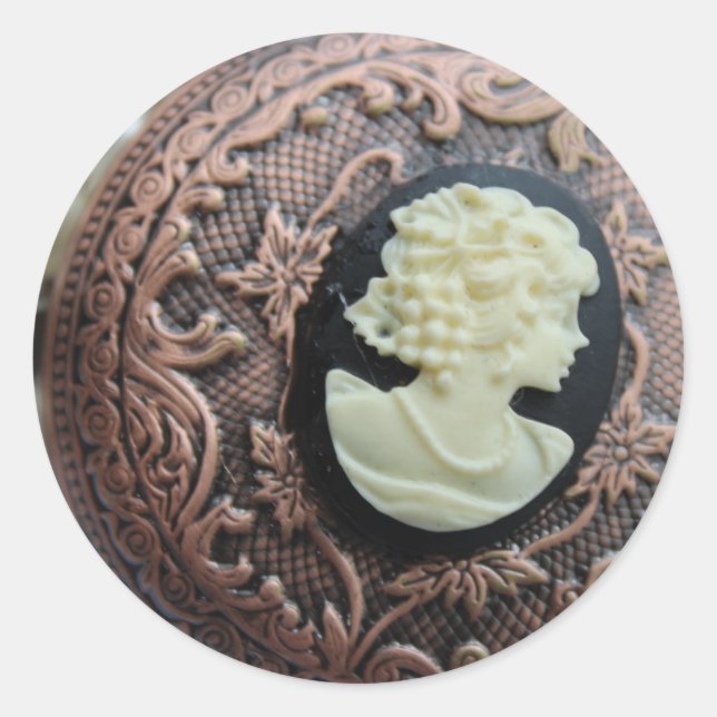 Pegatina Redonda Cameo reciclado (Anverso)
